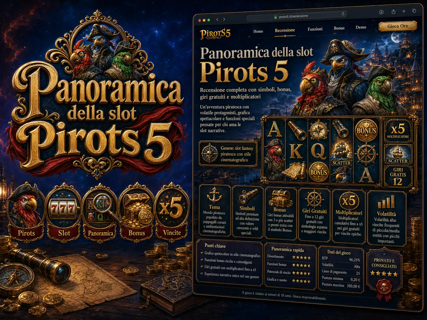 Panoramica della slot Pirots 5